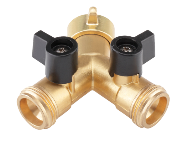 Distribuitor dublu pentru furtun Hydro-Fix, alama, cu robineti